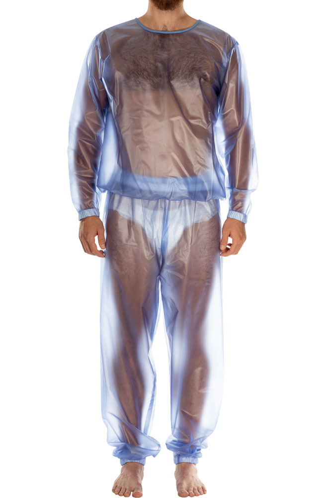 Suprima PVC-Schlafanzug, Pyjama Oberteil und Hose - No. 9612 S blau transparent