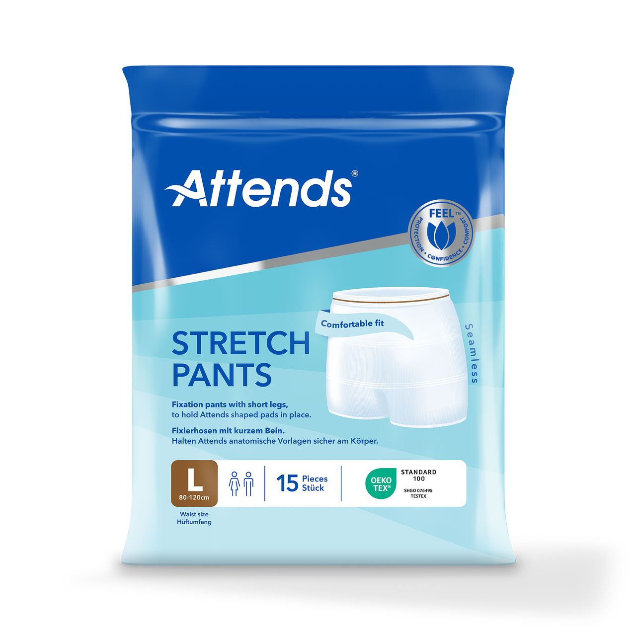 ATTENDS Stretch Pants - Netzhosen mit Beinansatz - 15er Pack - L