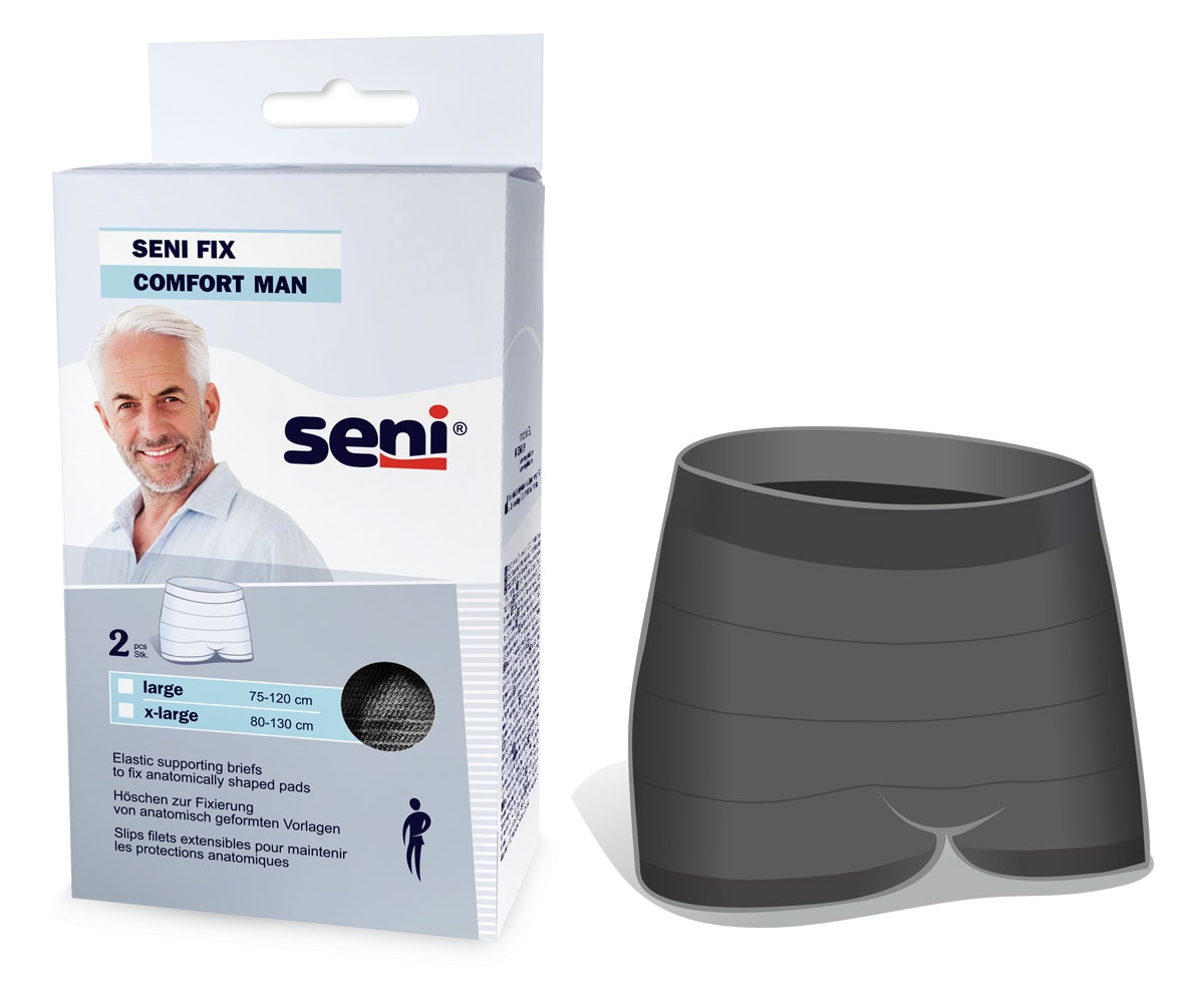 SENI FIX Comfort MEN - Fixierhosen in Schwarz für Männer - 2 Stück Pack - Large (L)