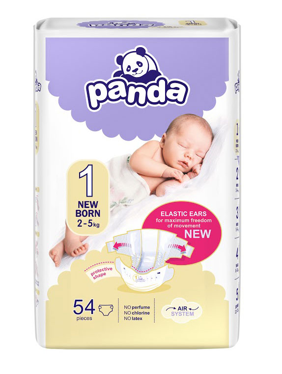 Panda Babywindeln Gr. 1 Newborn 2-5 kg - 54 Stück Pack
