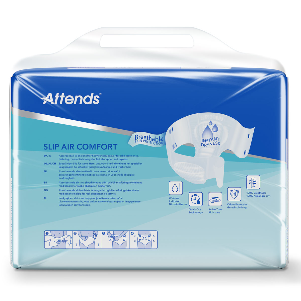ATTENDS Slip AIR Comfort 8 - Large (L), Inkontinenzwindeln, 120 (4x30) Stück
