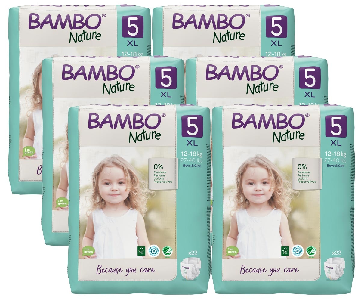 Bambo NATURE - Babywindeln Gr. 5 JUNIOR [XL] 12-18 Kg 6x22 (132) Stück