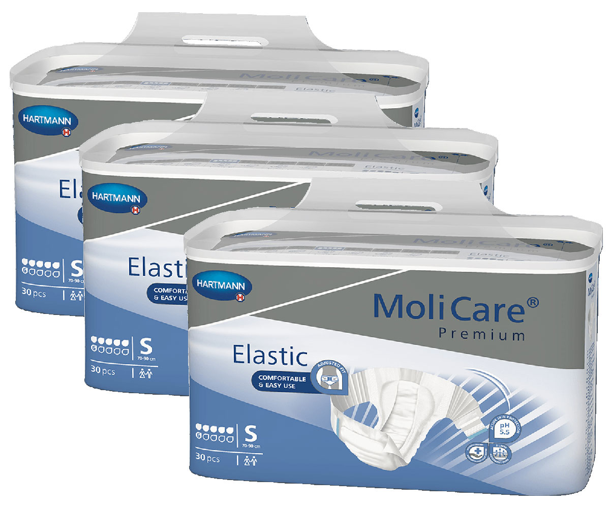 HARTMANN MoliCare® Premium ELASTIC - 6 Tropfen - Gr. Small (S), Inkontinenzwindel - 90 Stück