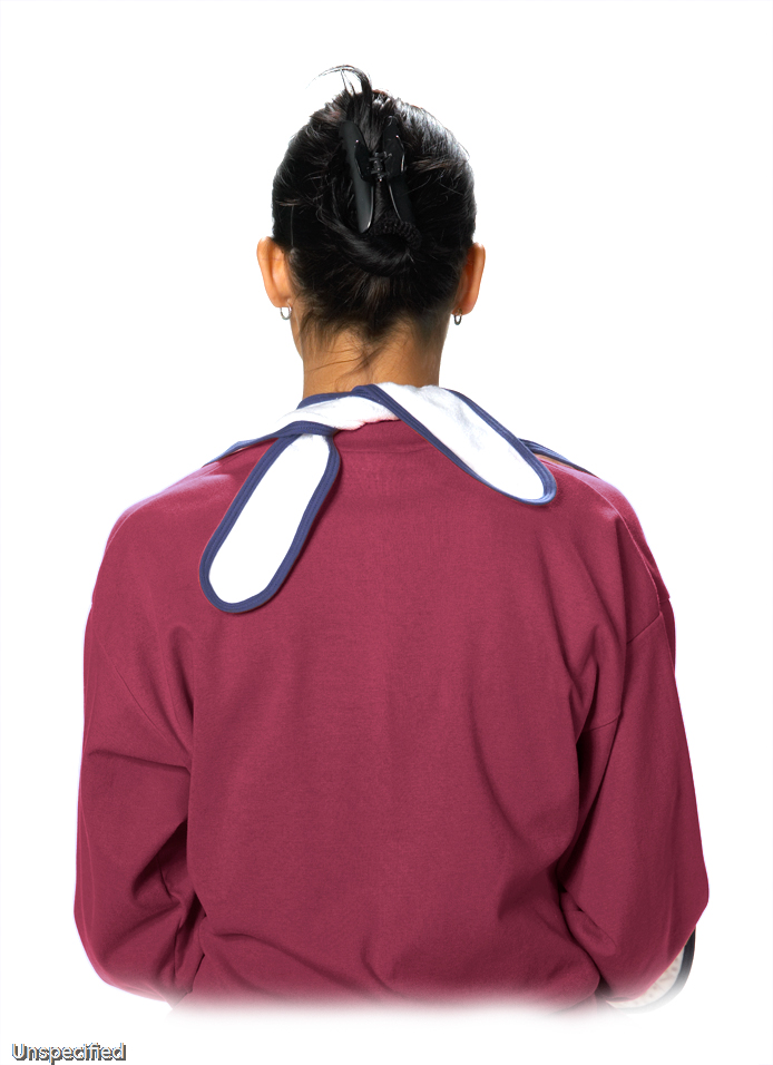 JANUS Ess-Schürze, beschichtet, vierfarbig bedruckt, 75cm lang - Patchwork Bordeaux