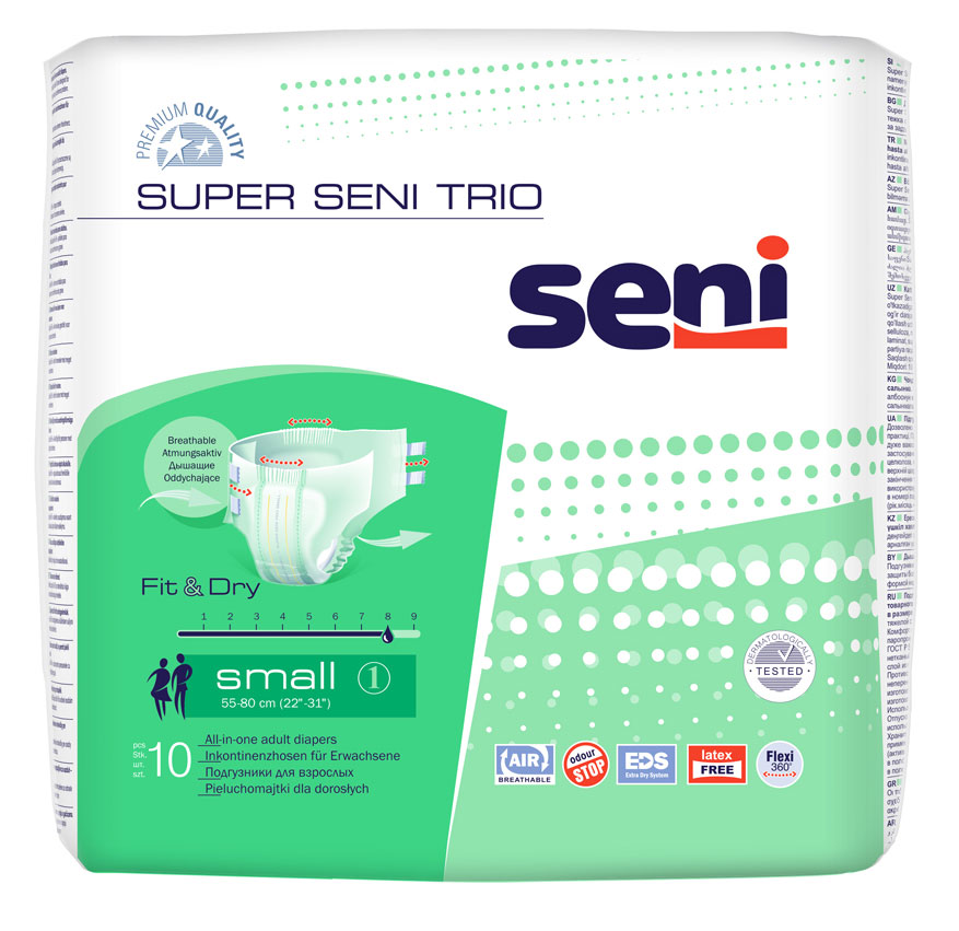 Super Seni (TRIO) - Inkontinenzwindeln - Gr. 1 - SMALL (10 St Einzelpack)