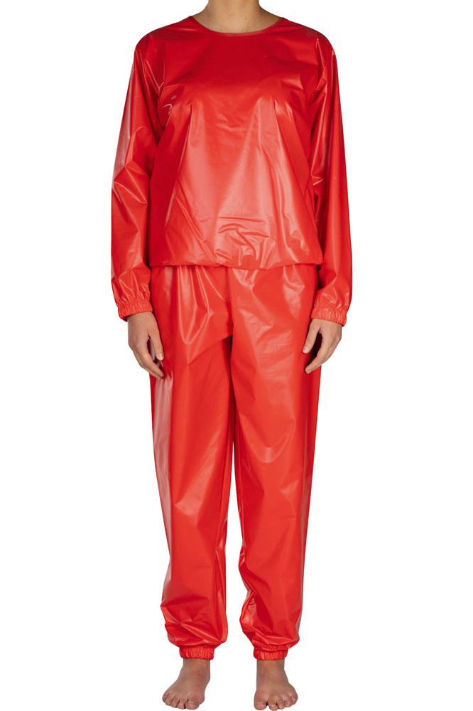 Suprima PVC-Schlafanzug, Pyjama Oberteil und Hose - No. 9612 L rot