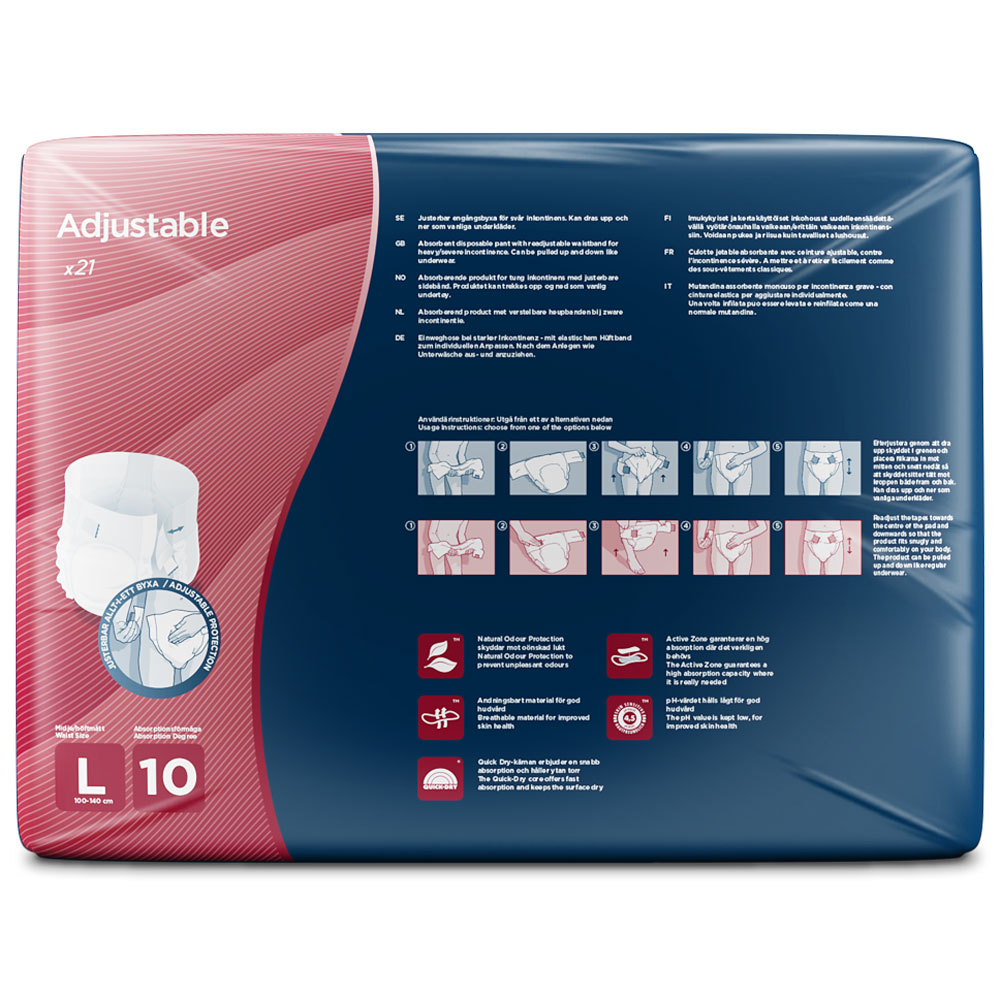 ATTENDS Adjustable 10 Large (L), flexibler Hüftbund - 21 Stück Einzelpack