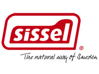 Sissel-Logo in Rot und Weiß, mit dem Schriftzug -The natural way of Sweden-. Es ist klar und einfach gestaltet, ohne komplexe Hintergründe.
