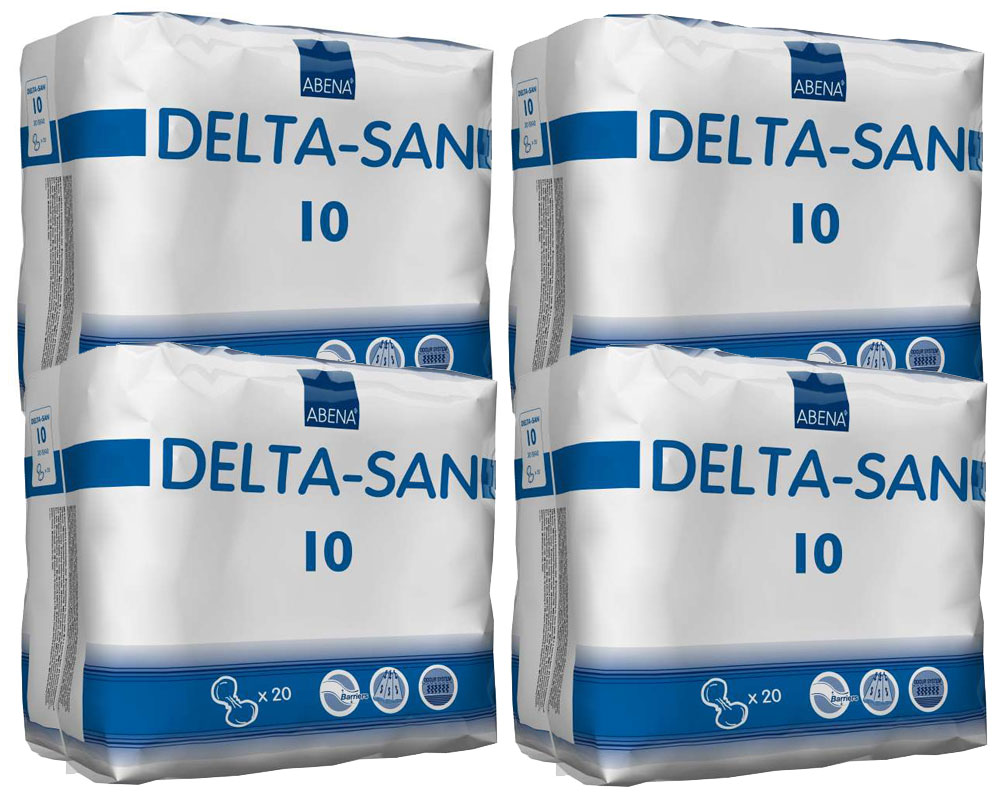 DELTA-SAN Nr. 10 Inkontinenz-Vorlagen - Saugkraft: 2900ml (4x20 Stück)