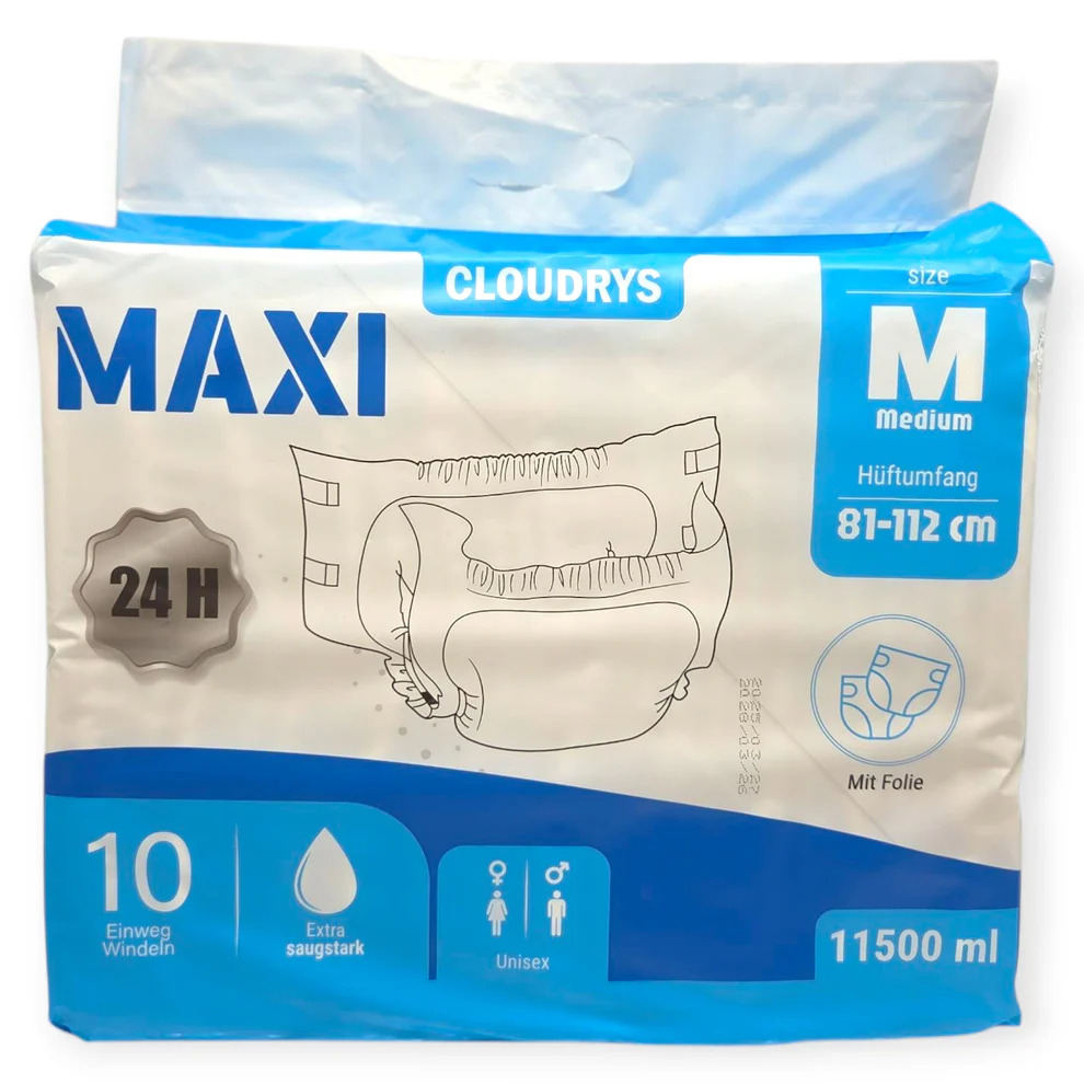 Cloudrys Maxi weiß - die 11,5 Liter Erwachsenen Windeln | Medium (M)