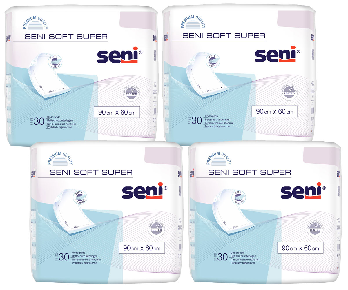 SENI Soft SUPER - Krankenunterlagen 90 x 60 cm Flocken - 120 Stück