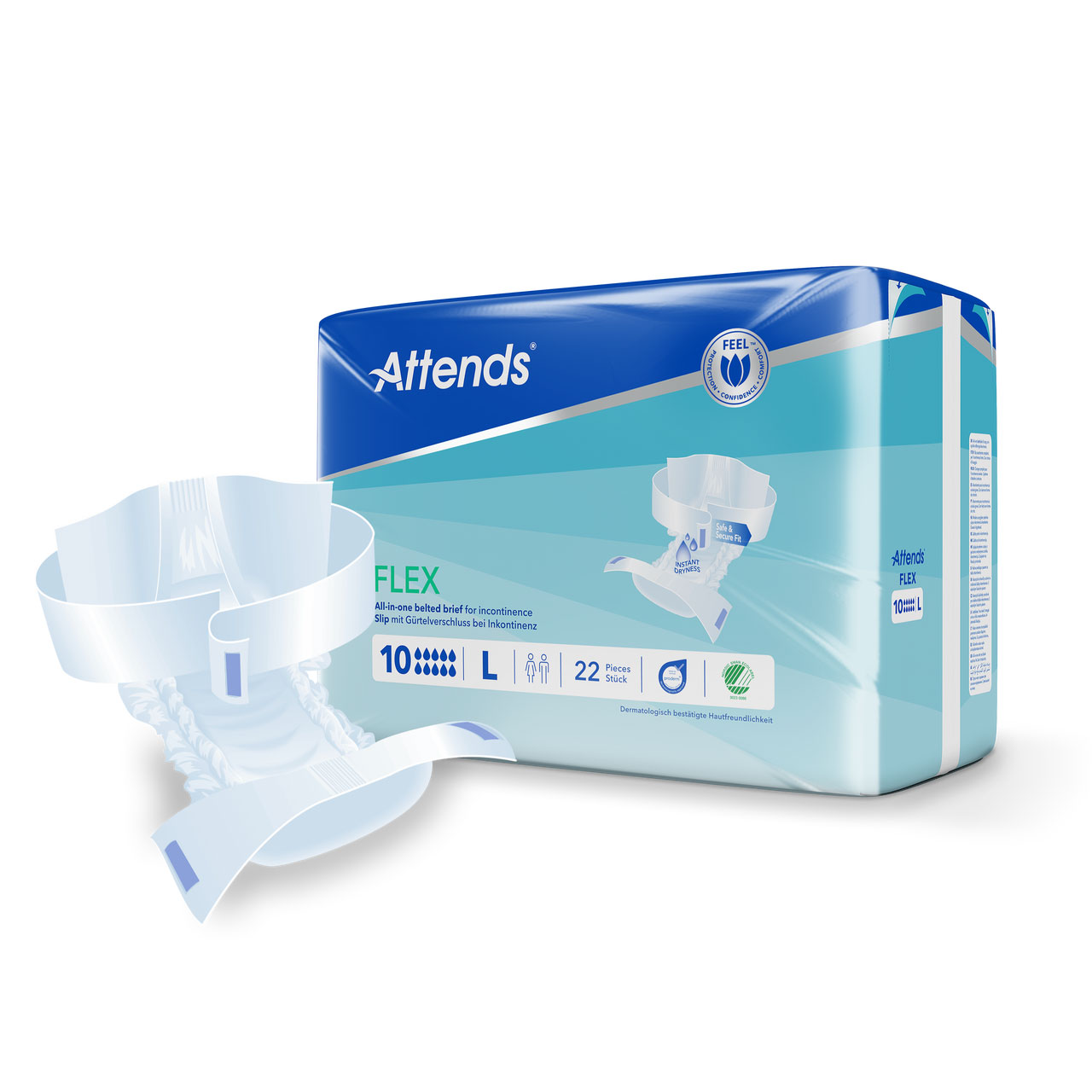 ATTENDS Flex 10 - Vorlage mit Hüftbund, Large (L), 44 Stück