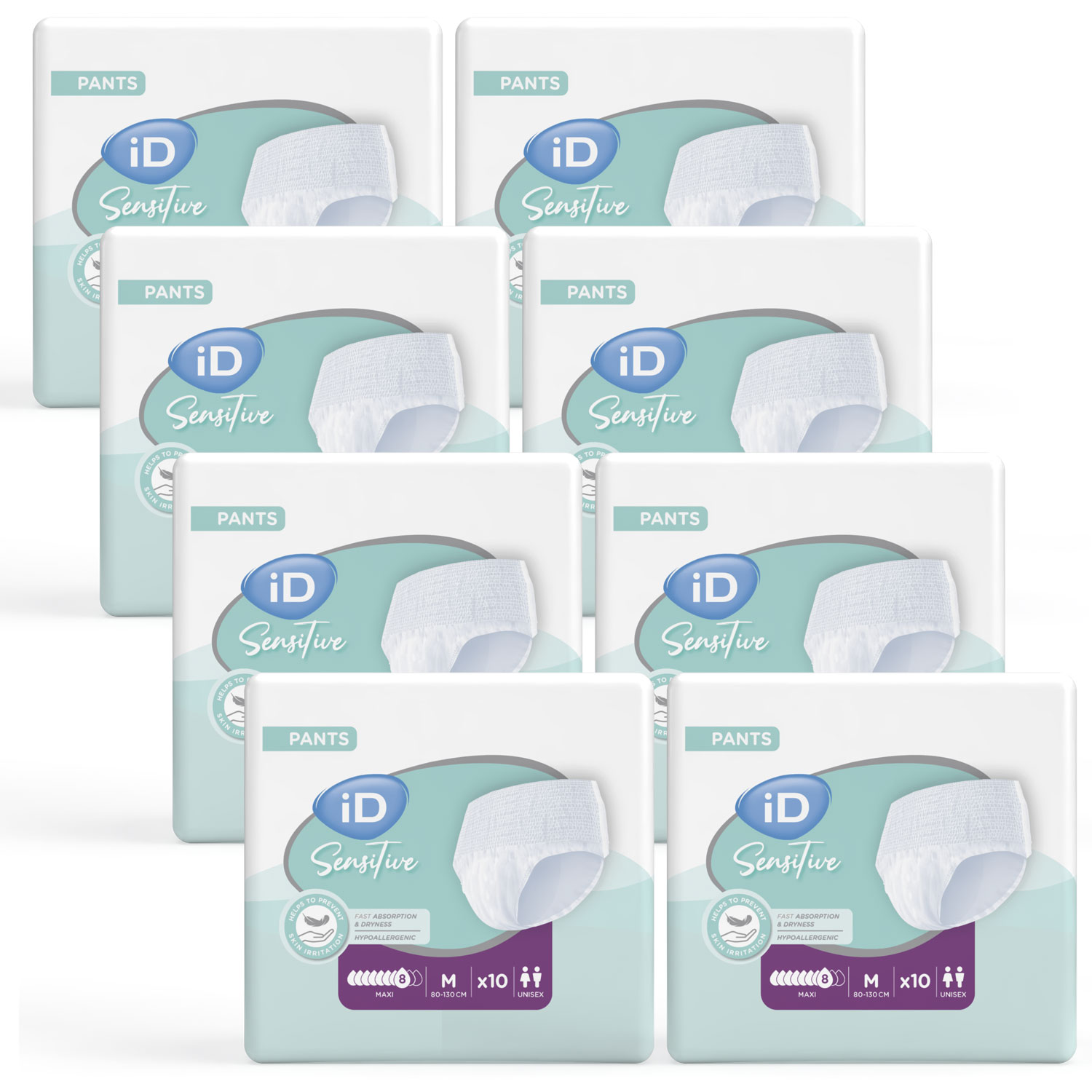 iD Pants Sensitive MAXI - Inkontinenz-Pants - Gr. Medium (M) - 8x10 St. Packung