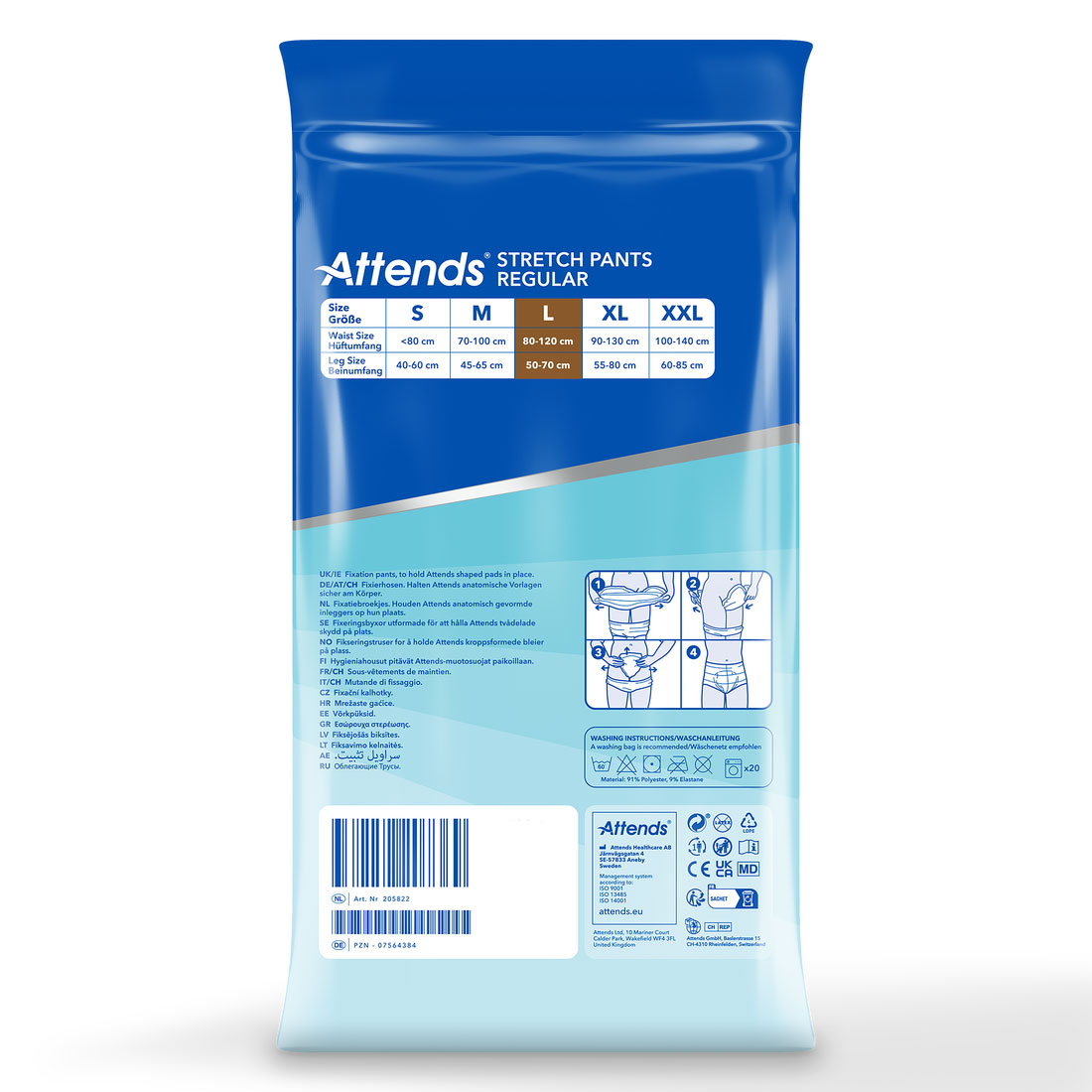 ATTENDS Stretch Pants REGULAR - Netzhosen - 15er Pack - L