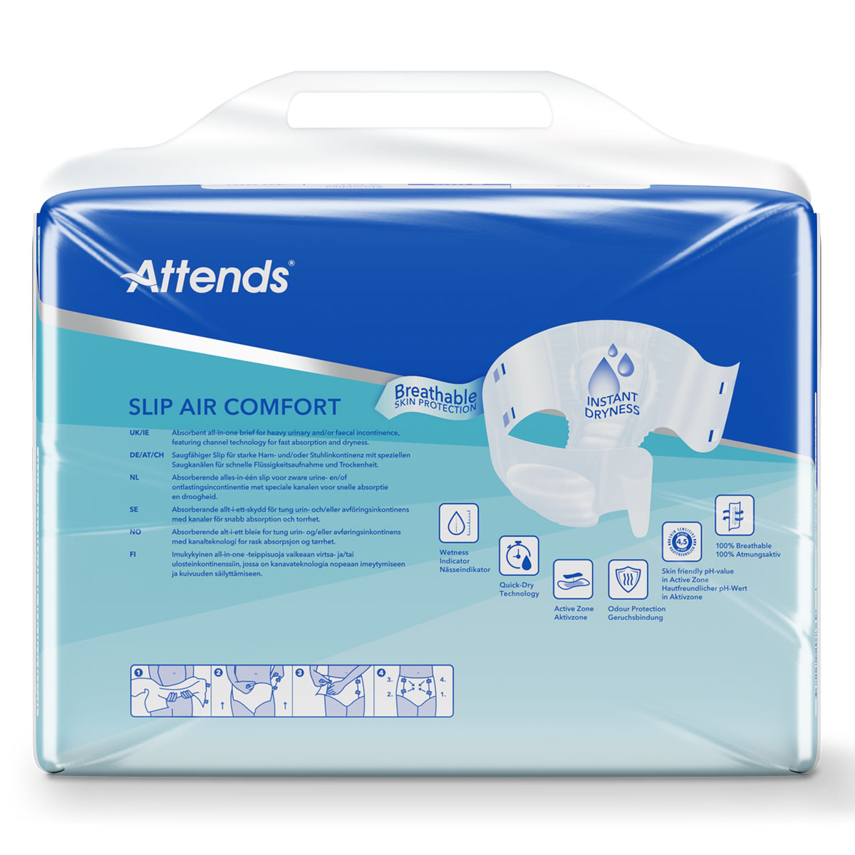 ATTENDS Slip AIR Comfort 10 - Large (L), Inkontinenzwindeln, 78 (3x26) Stück ATTENDS Slip AIR Comfort 10 - Large (L), Inkontinenzwindeln, 78 (3x26) Stück
