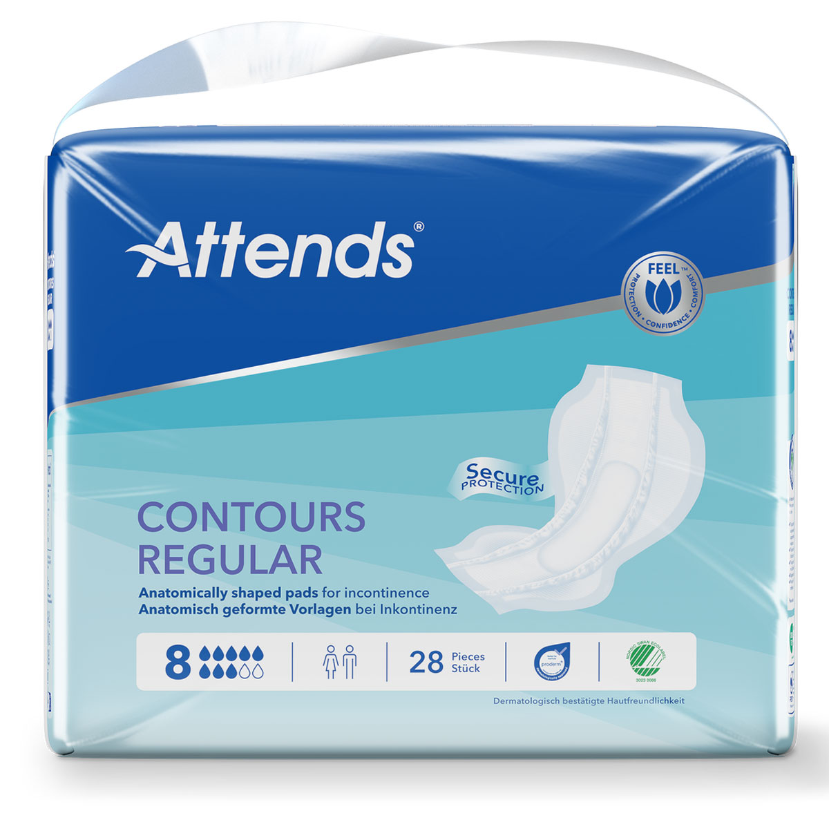 ATTENDS Contours Regular 8 - Inkontinenzvorlagen - 4x28 Stück
