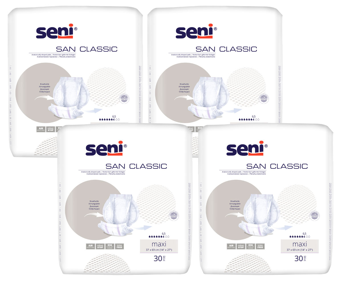 SENI San Classic - MAXI - atmungsaktive Vorlagen (4x30) 120 Stück Karton