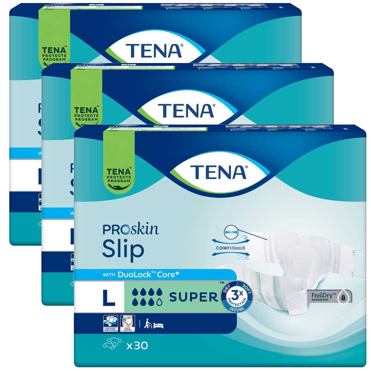 TENA Slip SUPER - Inkontinenzwindeln - LARGE (3x30) 84 Stück