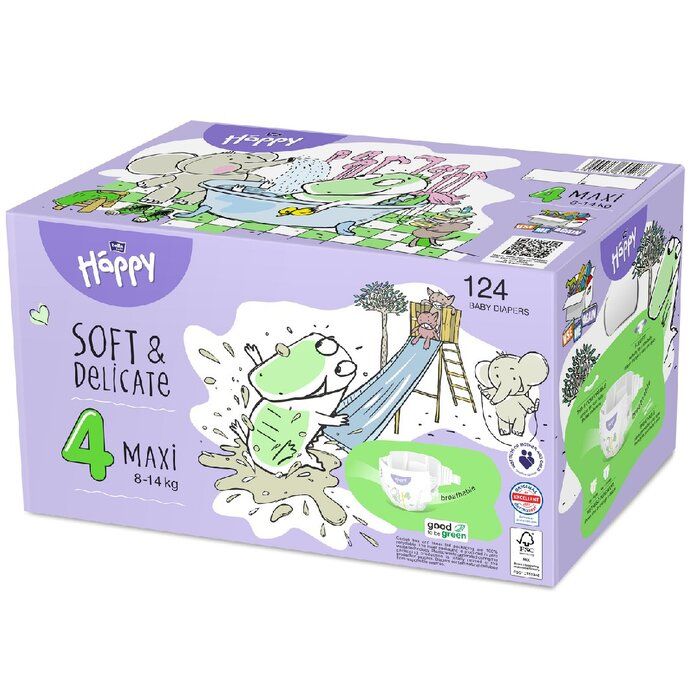 Bella Happy Soft & Delicate Windel BOX - MAXI Gr. 4 (8-14kg) - 124 Stück