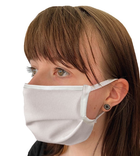 Mund-Nasen-Maske | Behelfsmaske | 2-lagig mit Ohrengummis, kochfest, 100% BW