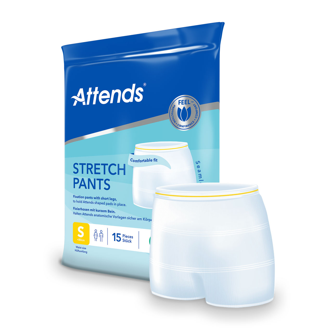ATTENDS Stretch Pants - Netzhosen mit Beinansatz - 15er Pack - S