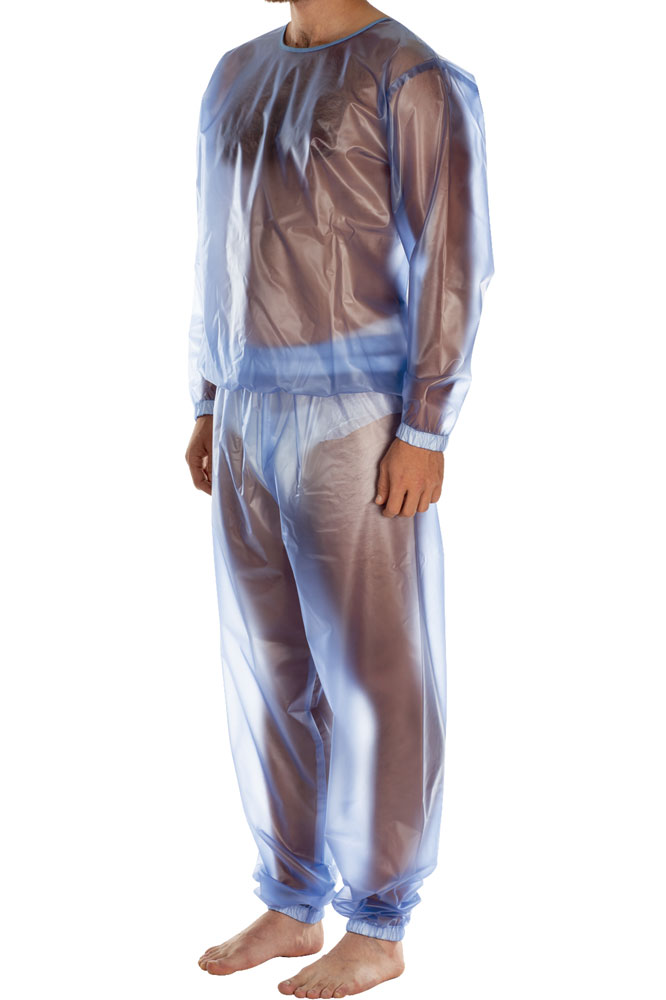 Suprima PVC-Schlafanzug, Pyjama Oberteil und Hose - No. 9612 M blau transparent