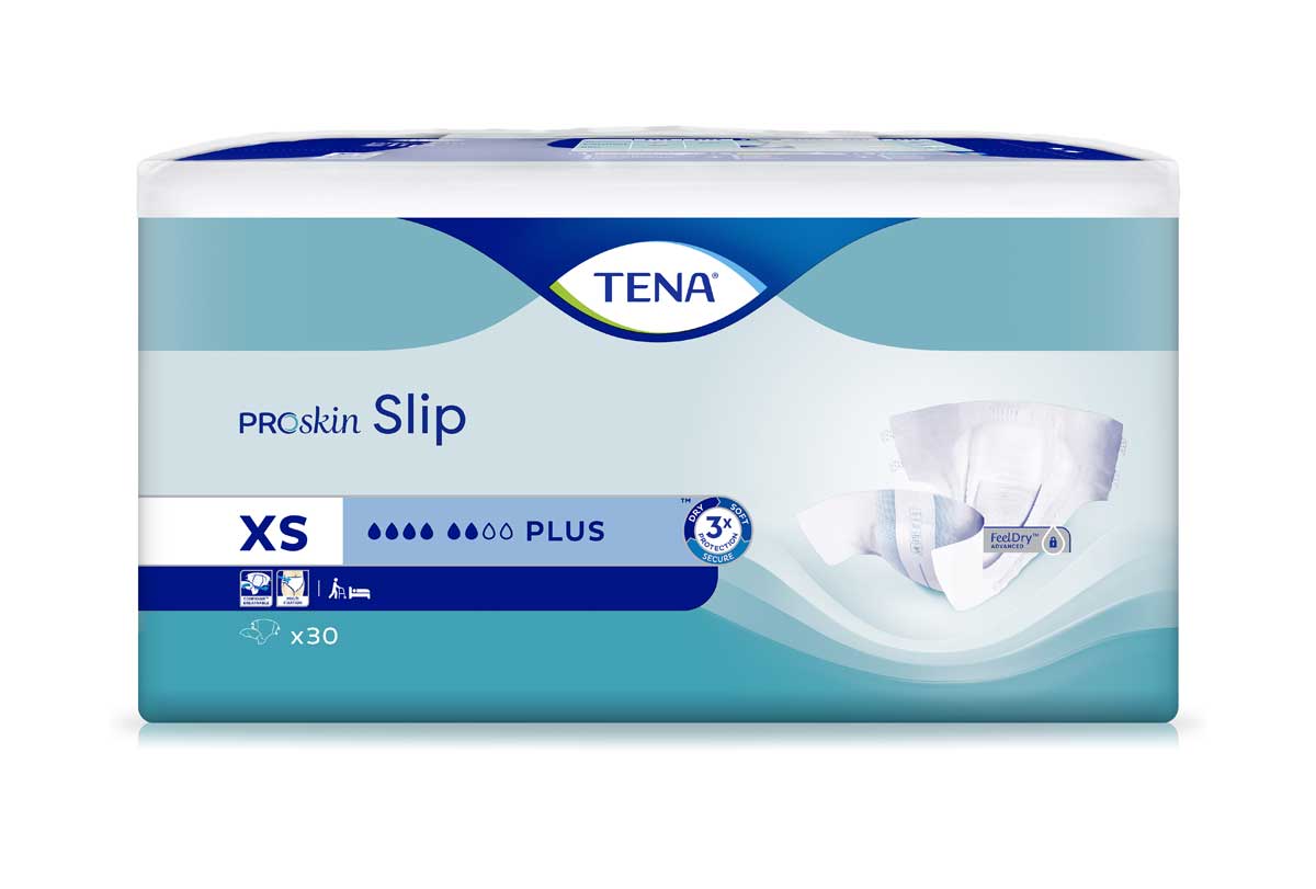 TENA Slip PLUS - Inkontinenzwindeln - EXTRA SMALL 30 Stück Packung