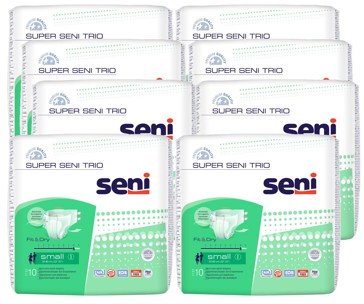 Super Seni (TRIO) - Inkontinenzwindeln - Gr. 1 - SMALL 80 (8x10 Stück)