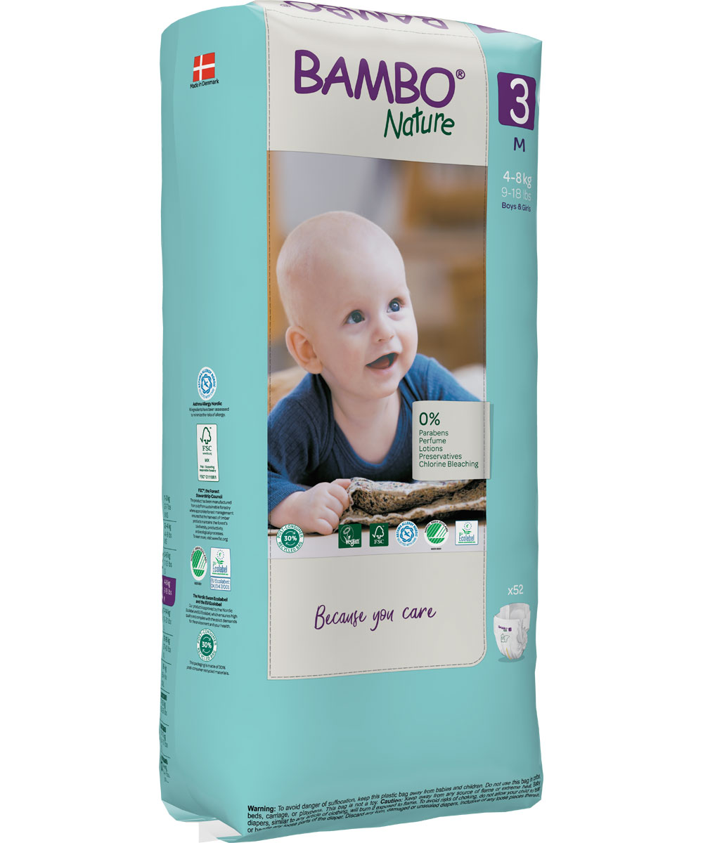 Bambo NATURE - Babywindeln Gr. 3 MIDI [M] 4-8kg - 156 Stück BIGPack