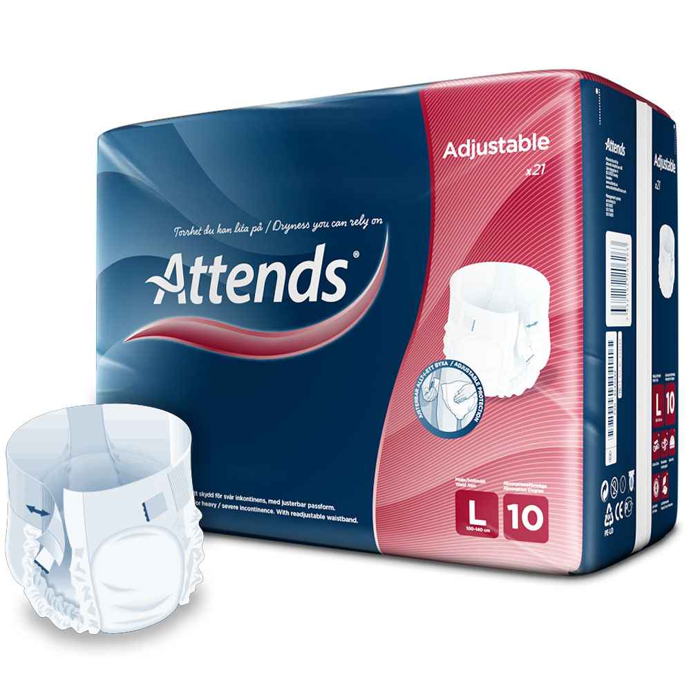 ATTENDS Adjustable 10 Large (L), flexibler Hüftbund - 21 Stück Einzelpack
