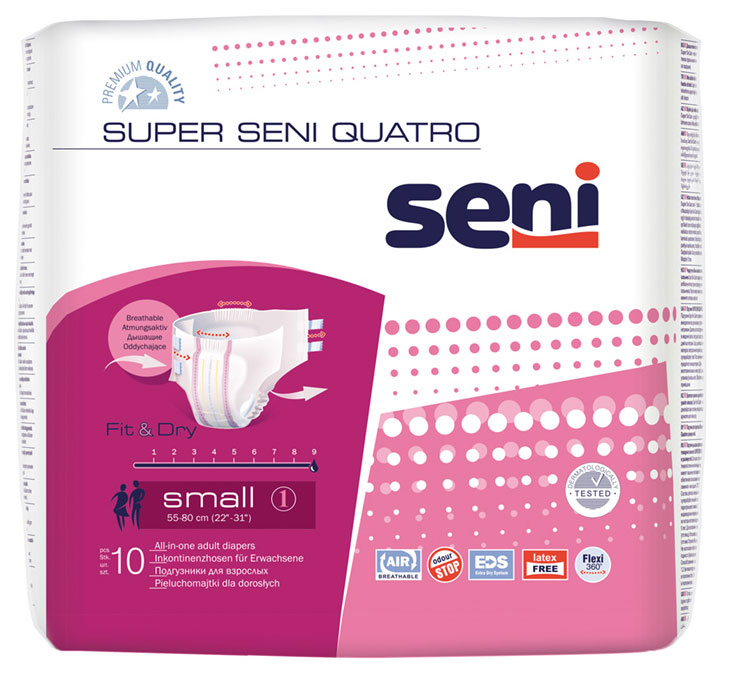 Super Seni (QUATRO) - Inkontinenzwindeln - Gr. 1 SMALL (10 St Einzelpack)