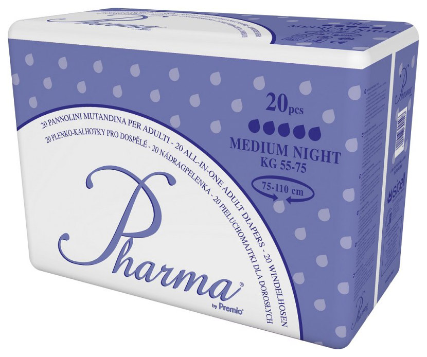 Pharma Slip - Windeln mit Folie - Nachtwindel - Gr. Medium - 4x20 Stück Karton