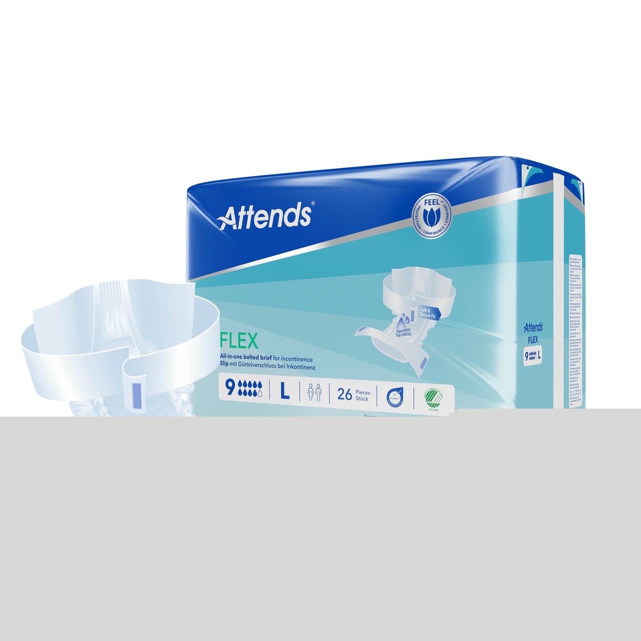 ATTENDS Flex 9 - Vorlage mit Hüftbund, Large (L), 104 Stück