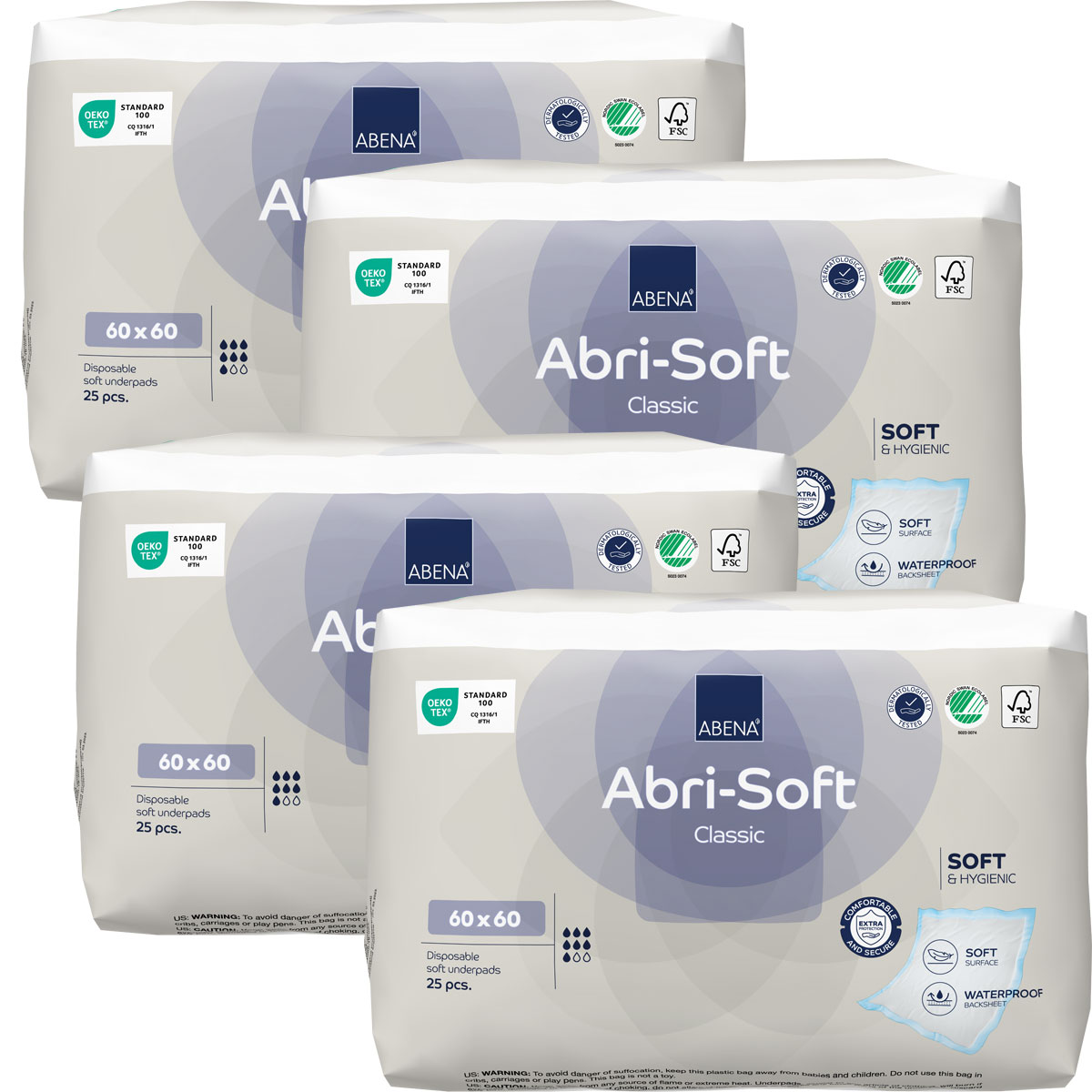 ABENA Abri-Soft CLASSIC Betteinlagen 60 x 60cm - 4x25 (100) Stück