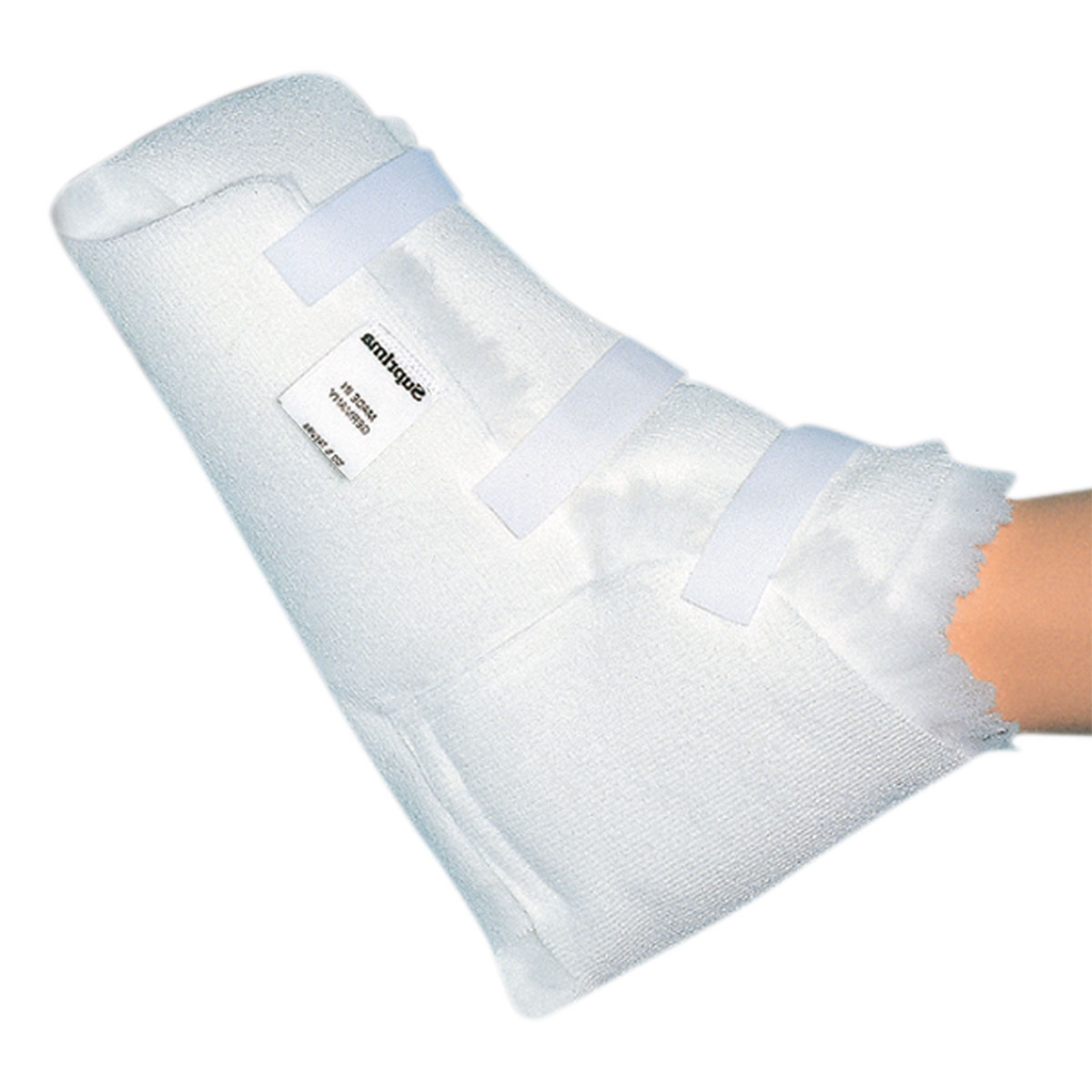 Fersenschuh umschlossen mit Klettverschlüsse