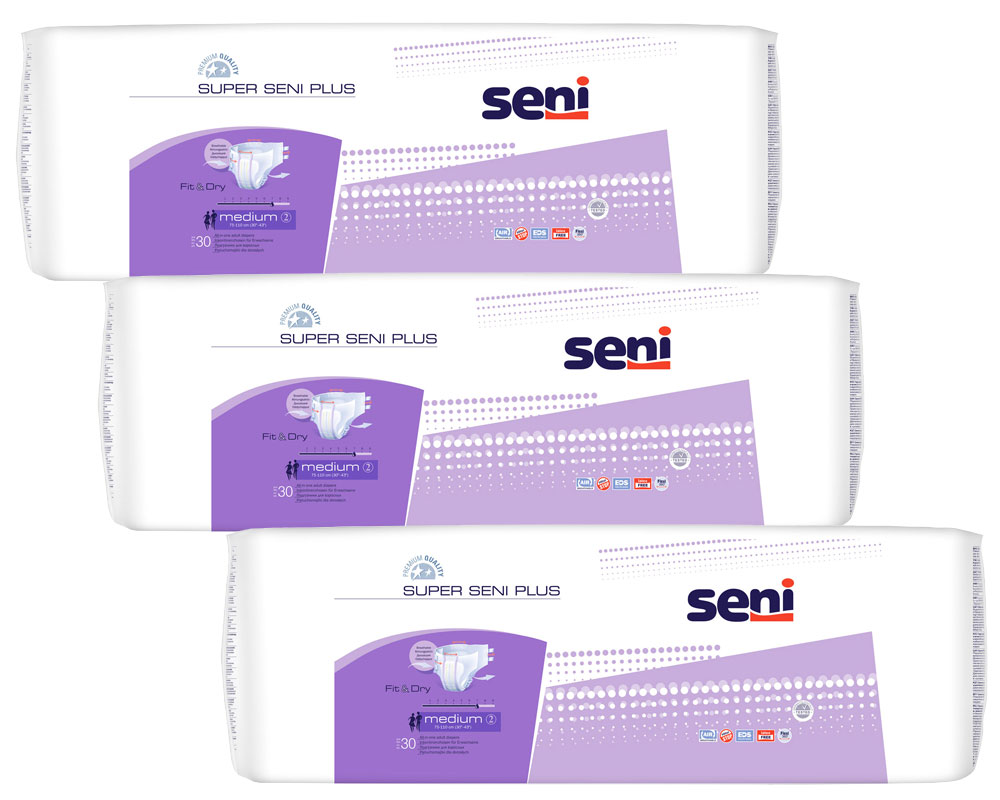 Super Seni (PLUS) - Inkontinenzwindeln - Gr. 2 MEDIUM 90 (3x30 Stück)