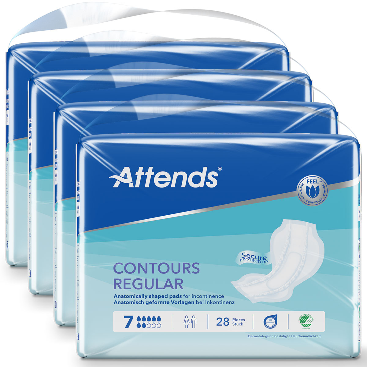 ATTENDS Contours Regular 7 - Inkontinenzvorlagen - 4x28 Stück