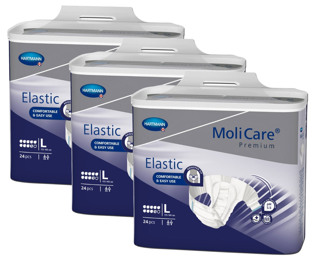 HARTMANN MoliCare® Premium ELASTIC - 9 Tropfen - Gr. Large (L), Inkontinenzwindel - 72 Stück