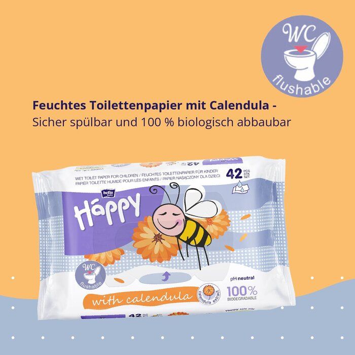 Bella Happy - feuchtes Toilettenpapier mit Calendula - 42 Tücher Bella Happy - feuchtes Toilettenpapier mit Calendula - 42 Tücher
