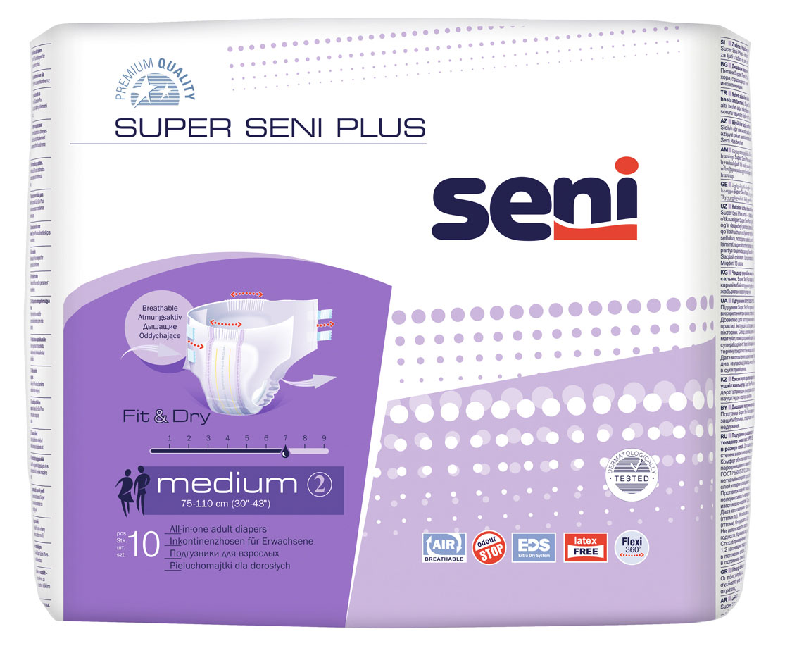 Super Seni (PLUS) - Inkontinenzwindeln - Gr. 2 MEDIUM (10 St Einzelpack)