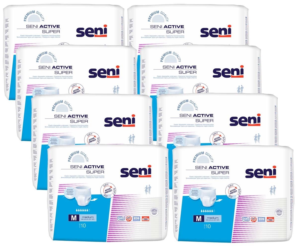 SENI Active SUPER - Inkontinenzslip MEDIUM (8x10) 80 Stück
