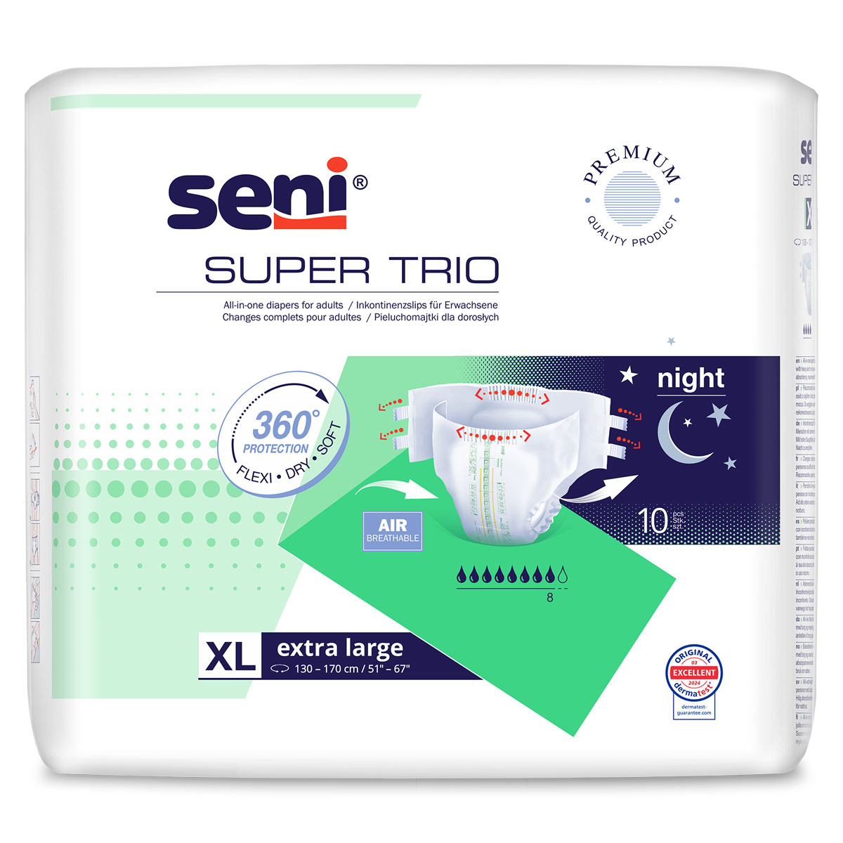 SENI Super TRIO - Inkontinenzwindeln - Gr. 4 EXTRA LARGE 60 (6x10 Stück)