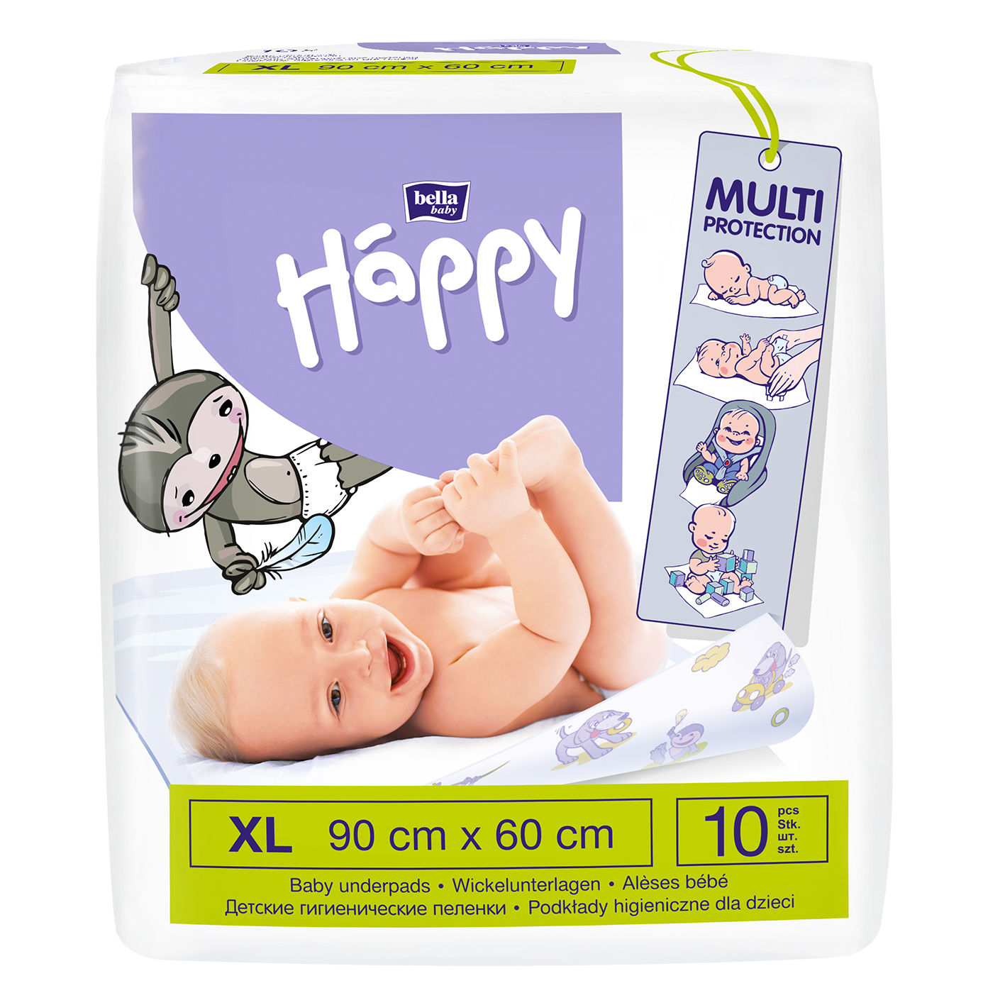Bella Happy Baby Wickelunterlagen XL - 90x60cm (10er Pack)