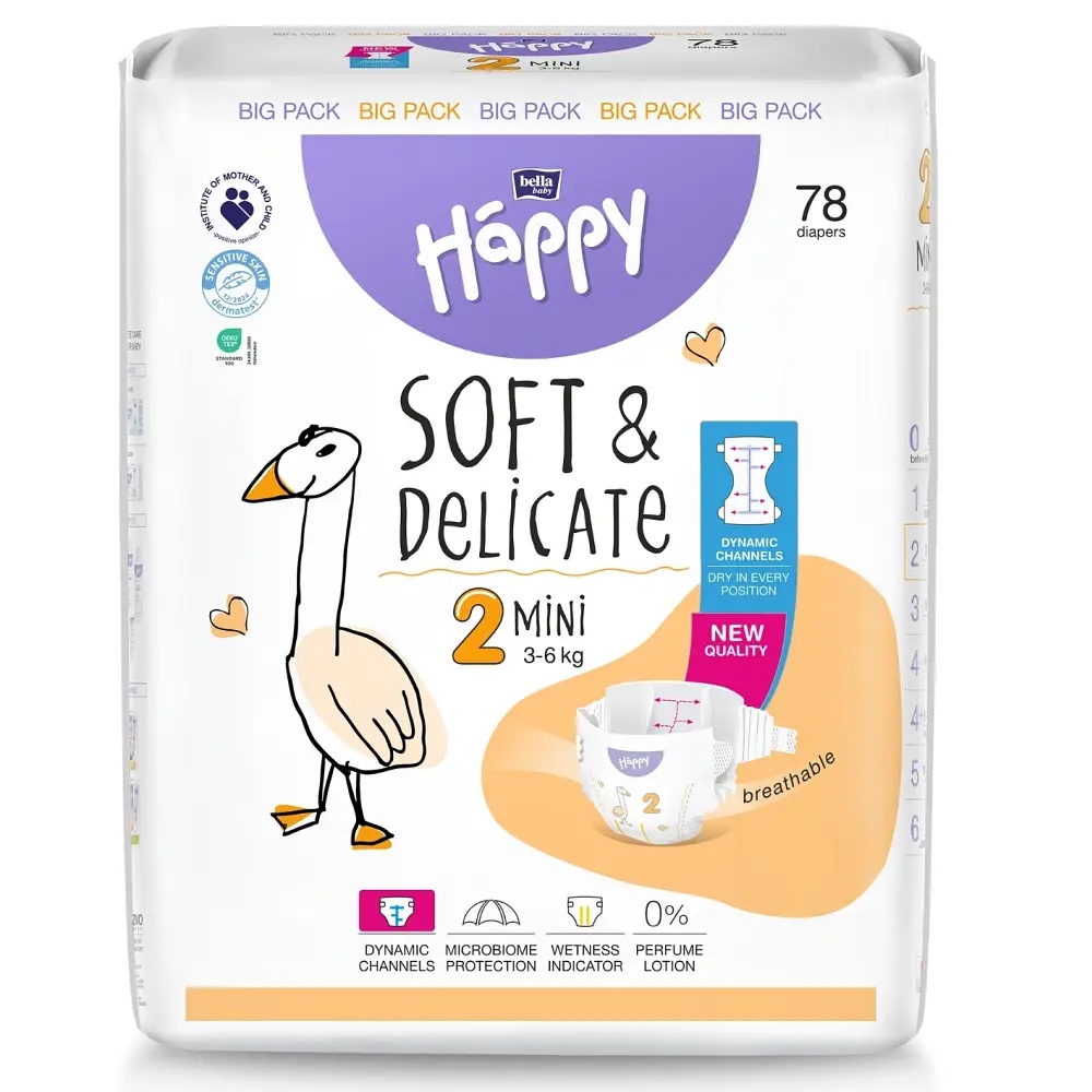 Bella Happy Soft & Delikate Gr. 2 - Babywindeln Mini 3-6 kg 468 (6x78) Stück BIGpack Bella Happy Soft & Delikate Gr. 2 - Babywindeln Mini 3-6 kg 468 (6x78) Stück BIGpack