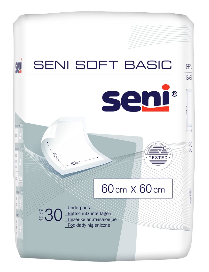 SENI Soft BASIC - Bettunterlagen 60 x 60 cm Flocken (30 Stück Einzelpackung)