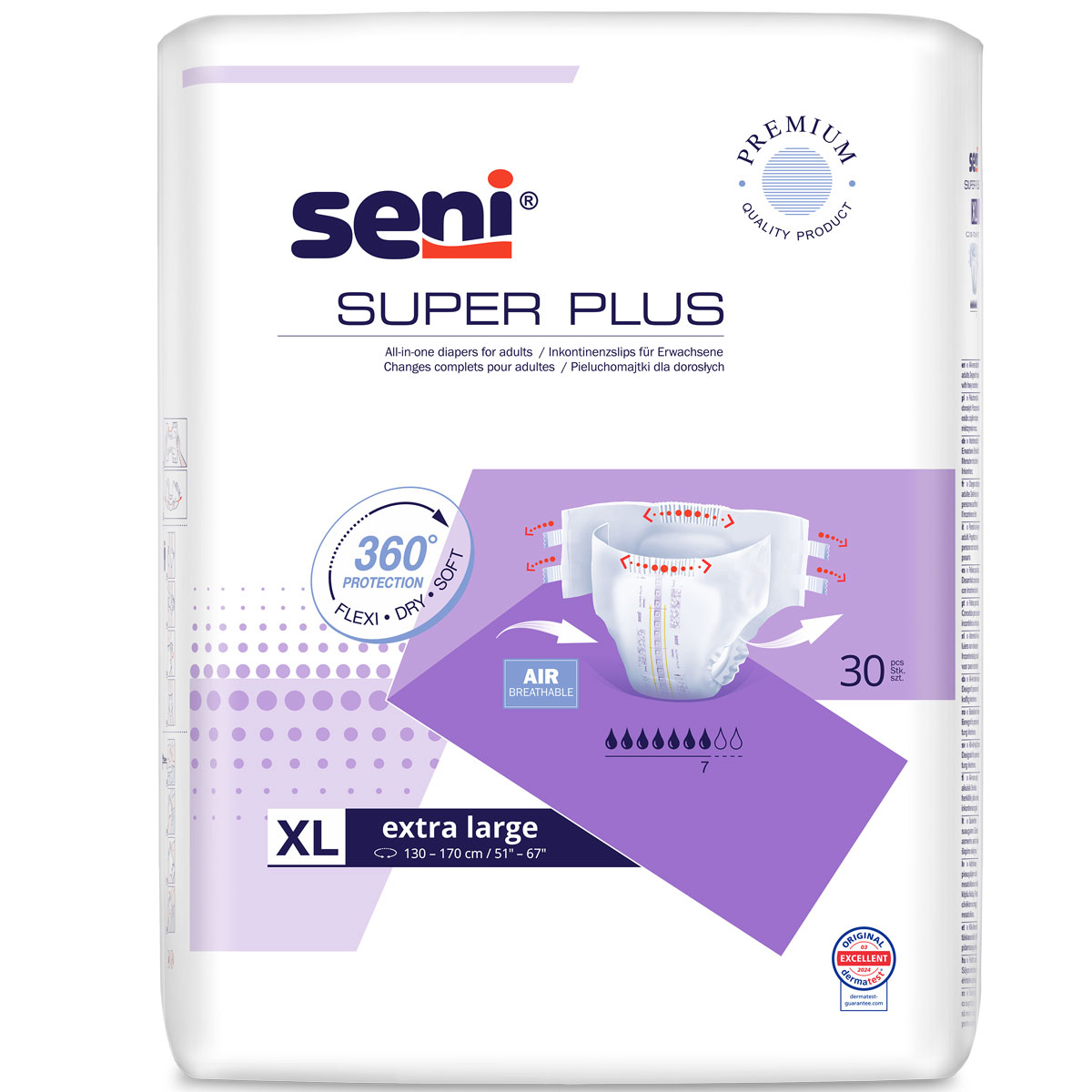 SENI Super PLUS - Inkontinenzwindeln - 30 Stück Pack - X-Large (XL)