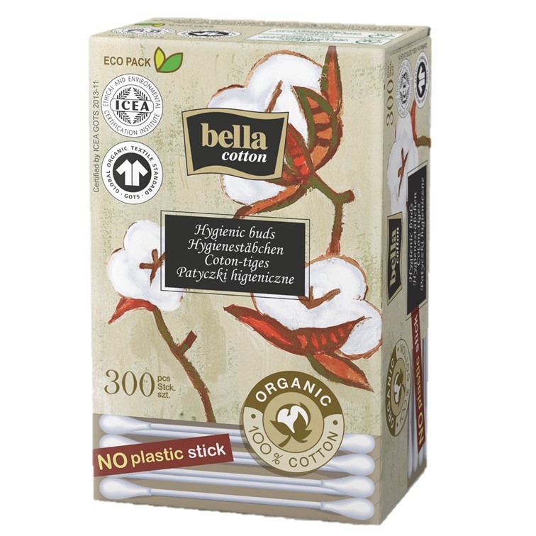 Bella Cotton BIO Wattestäbchen Motiv-Box, 300 Stück Pack