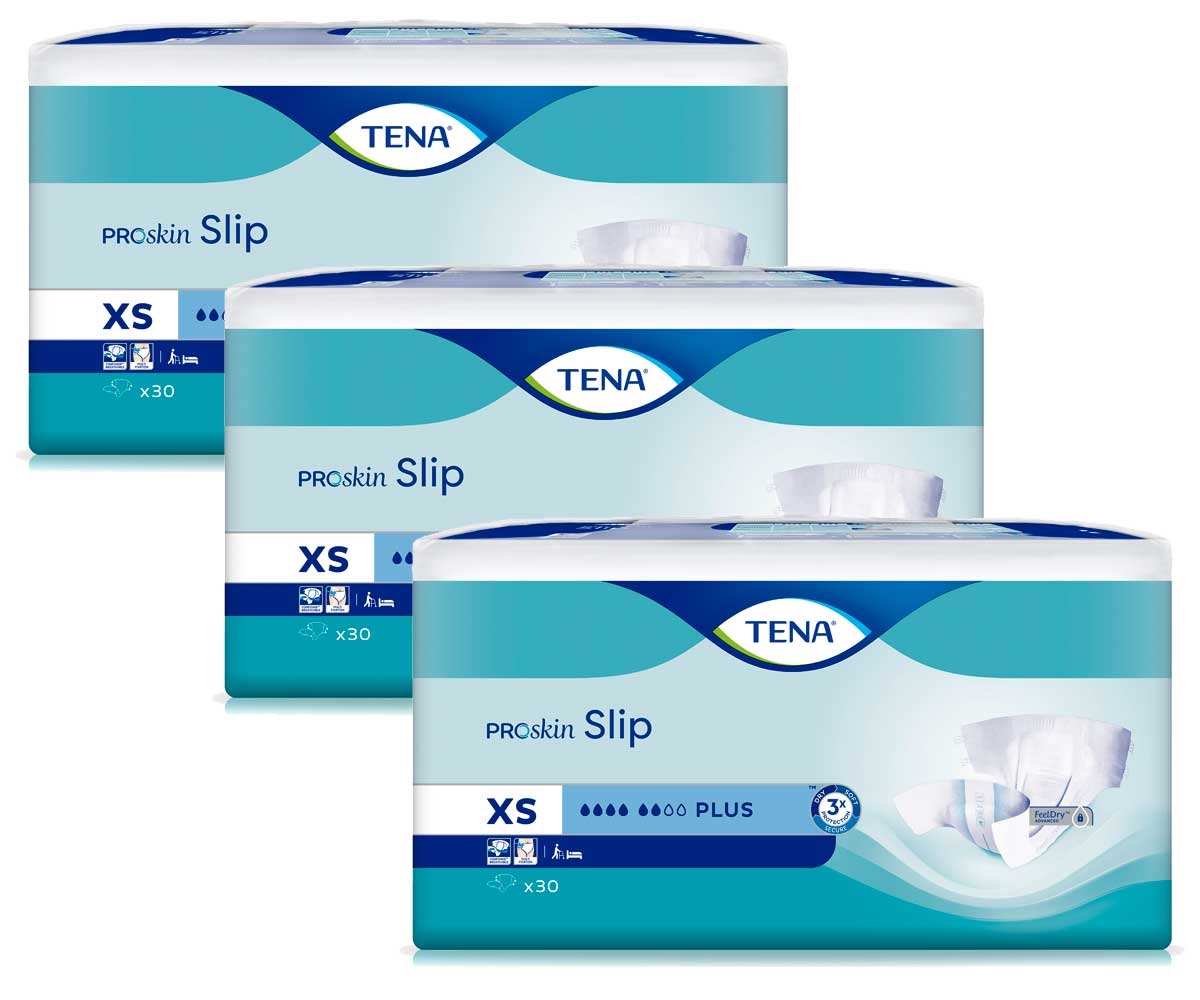 TENA Slip PLUS - Inkontinenzwindeln - EXTRA SMALL (3x30) 90 Stück