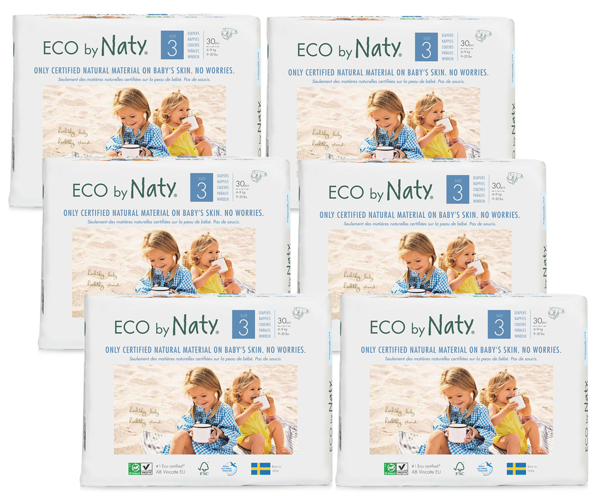 Eco by NATY - Ökowindeln Größe 3 Midi 4-9 Kg, 6x30 St. Jumbopack