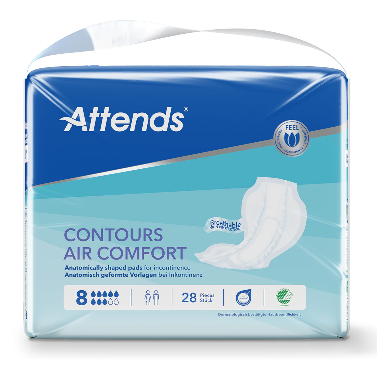 ATTENDS Contours AIR Comfort 8 - atmungsaktive Vorlage - 4x28 Stück